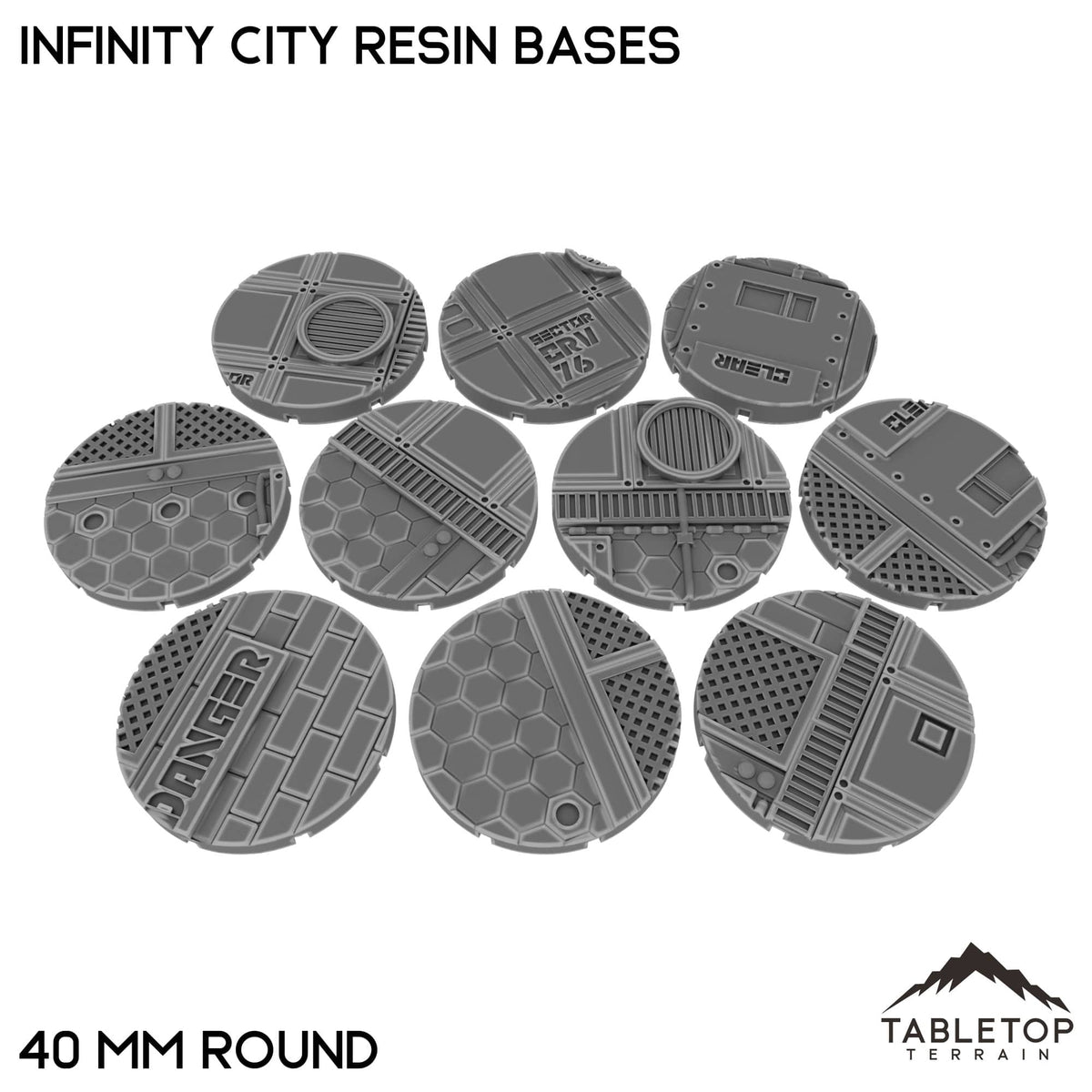 Tabletop Terrain Bases 40 mm / Single Infinity City Resin Bases