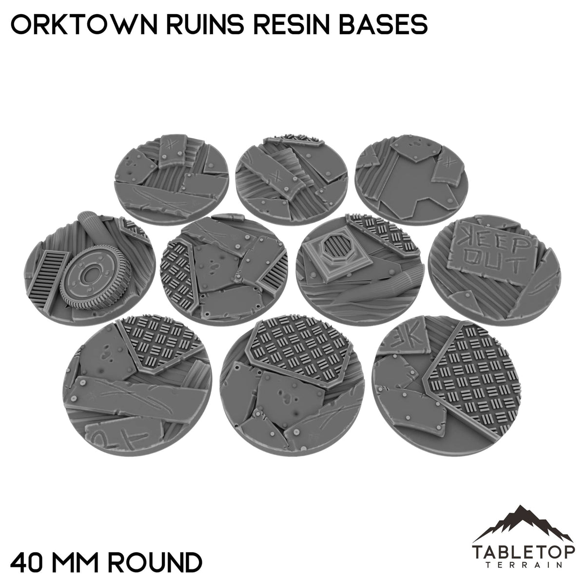 Tabletop Terrain Bases 40 mm / Single Orktown Ruins Resin Bases