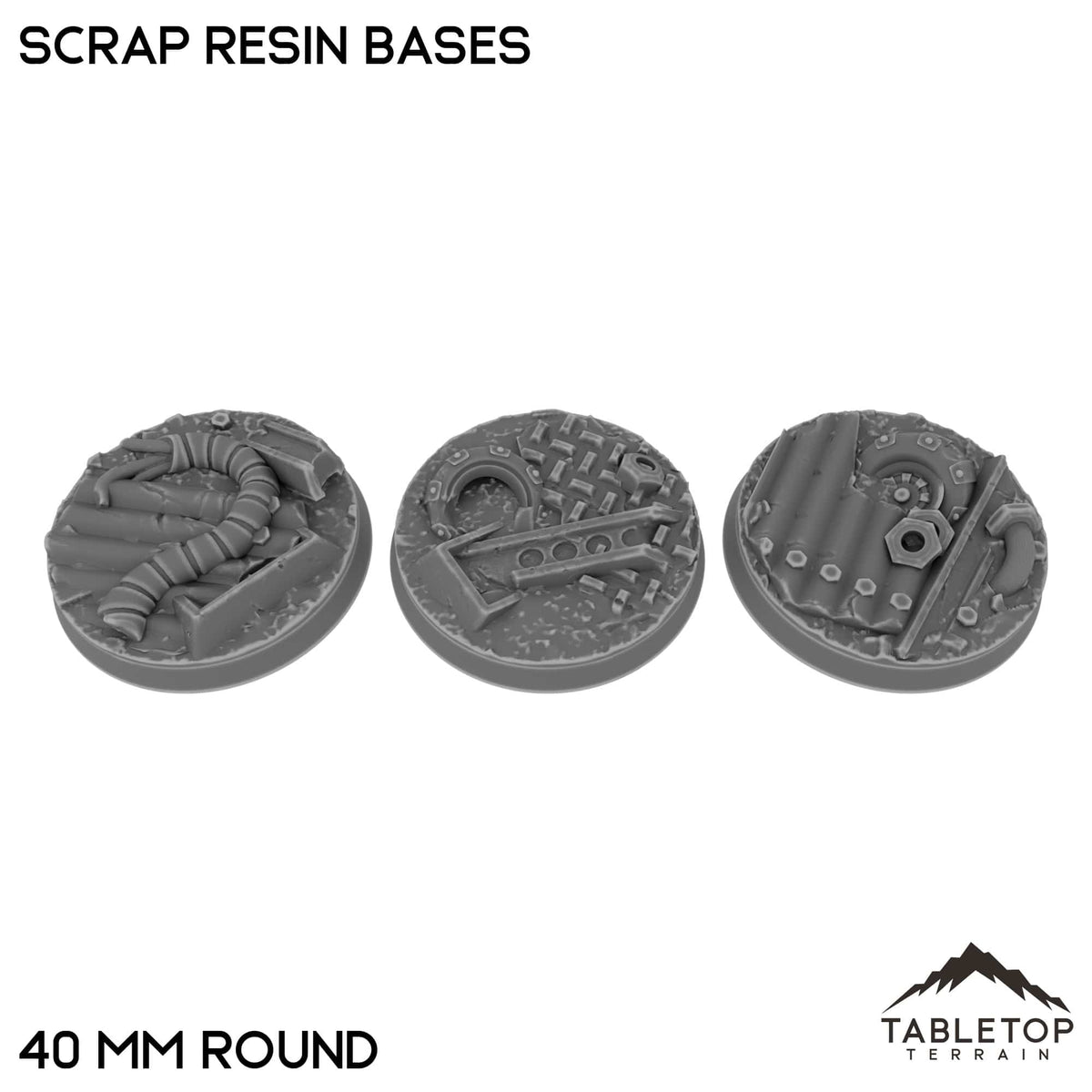 Tabletop Terrain Bases 40 mm / Single Scrap Resin Bases