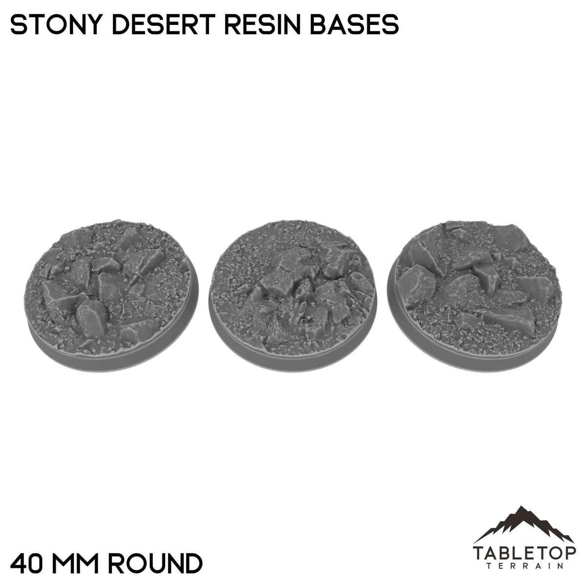 Tabletop Terrain Bases 40 mm / Single Stony Desert Resin Bases