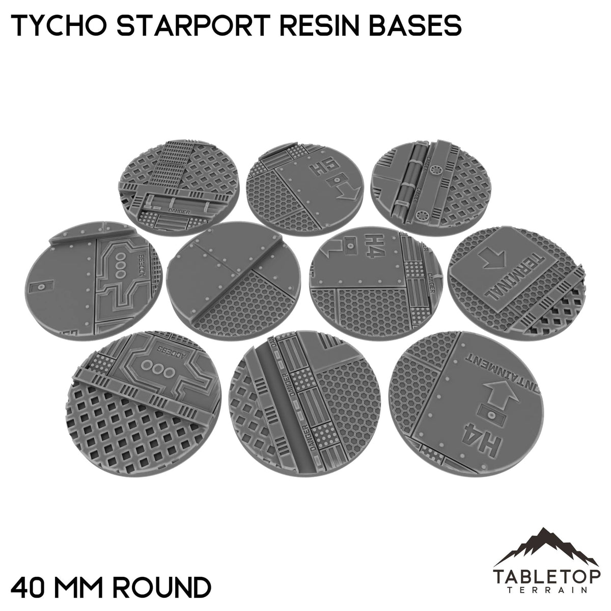 Tabletop Terrain Bases 40 mm / Single Tycho Starport Resin Bases