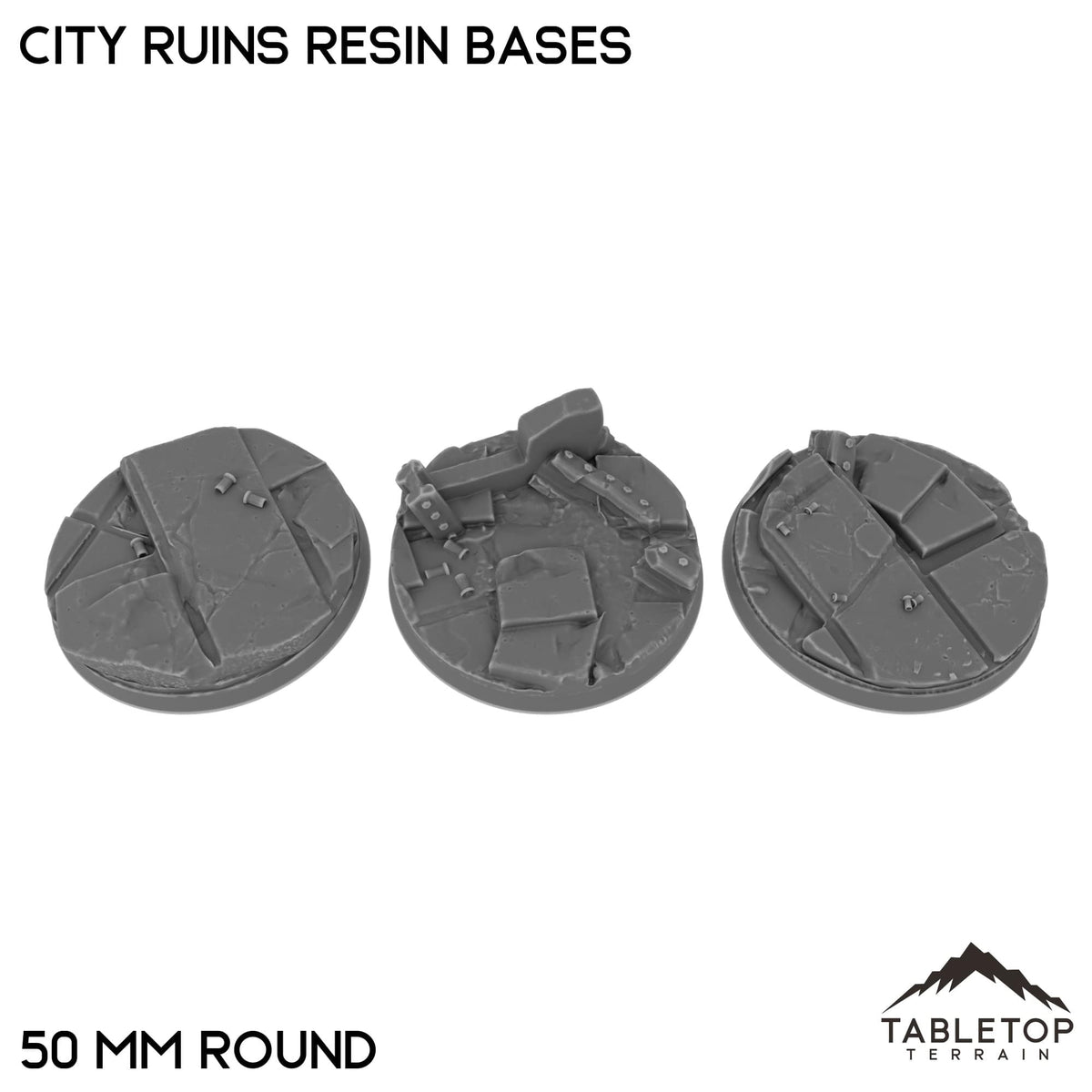 Tabletop Terrain Bases 50 mm / Single City Ruins Resin Bases