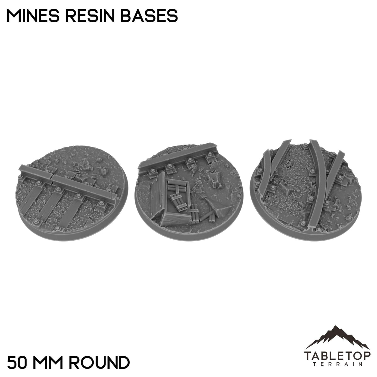 Tabletop Terrain Bases 50 mm / Single Mines Resin Bases
