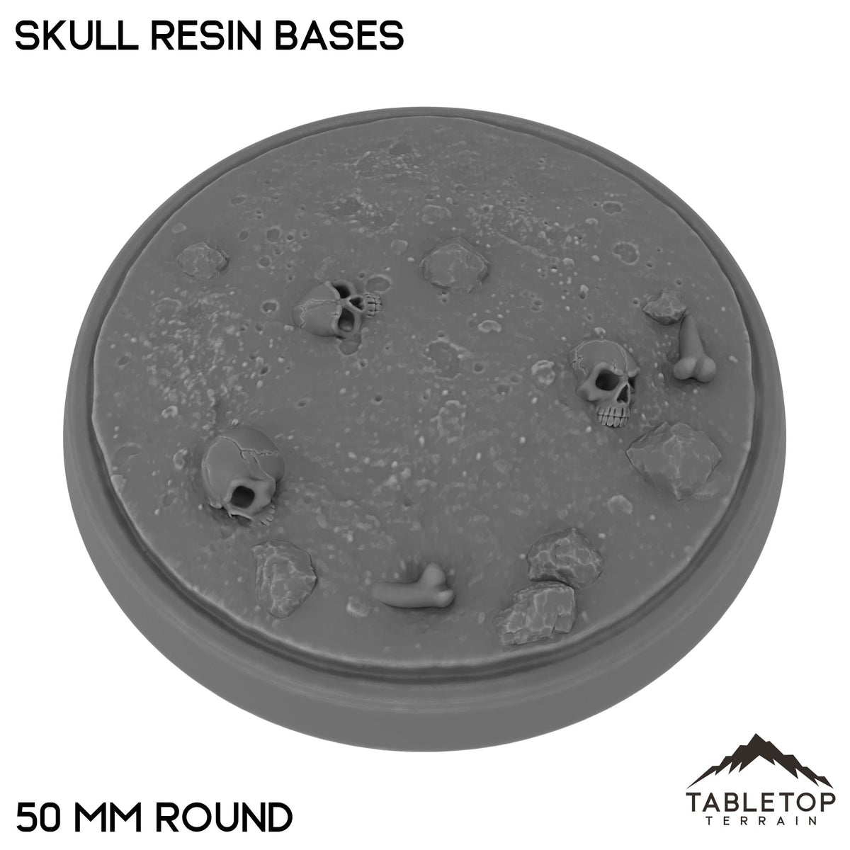 Tabletop Terrain Bases 50 mm / Single Skull Resin Bases