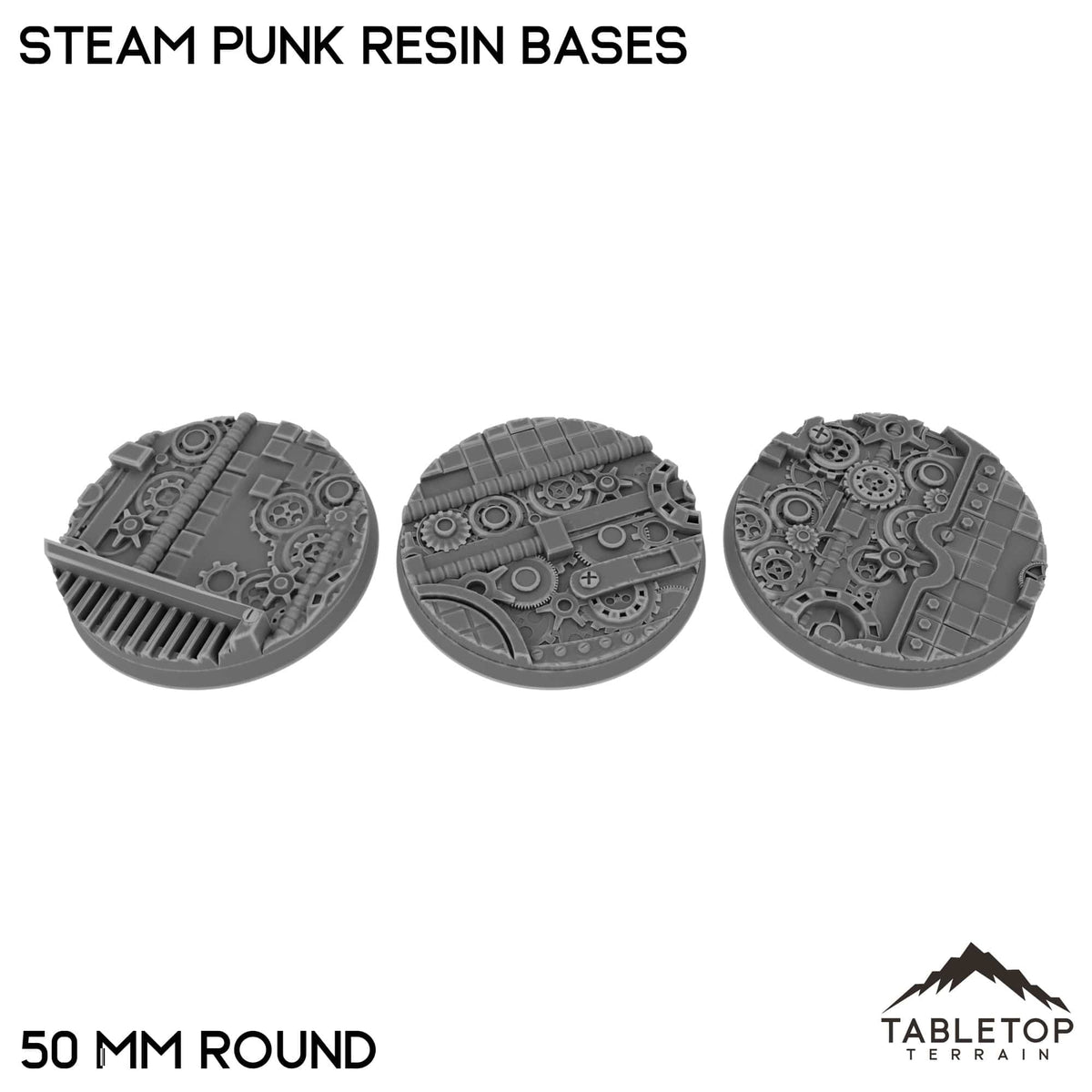 Tabletop Terrain Bases 50 mm / Single Steam Punk Resin Bases