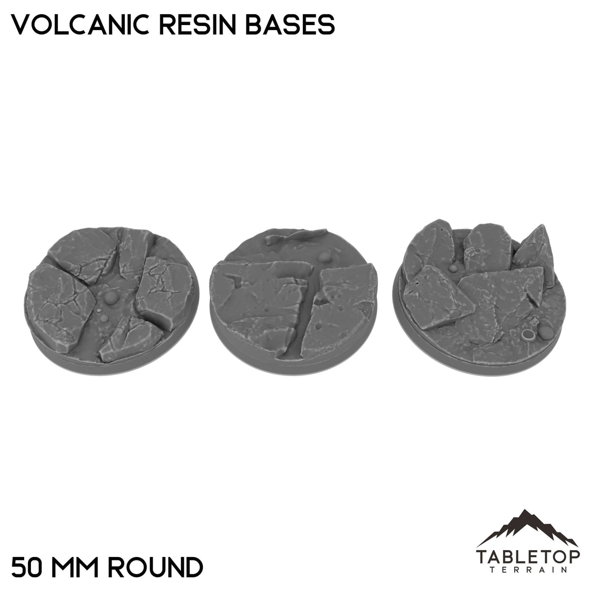 Tabletop Terrain Bases 50 mm / Single Volcanic Resin Bases