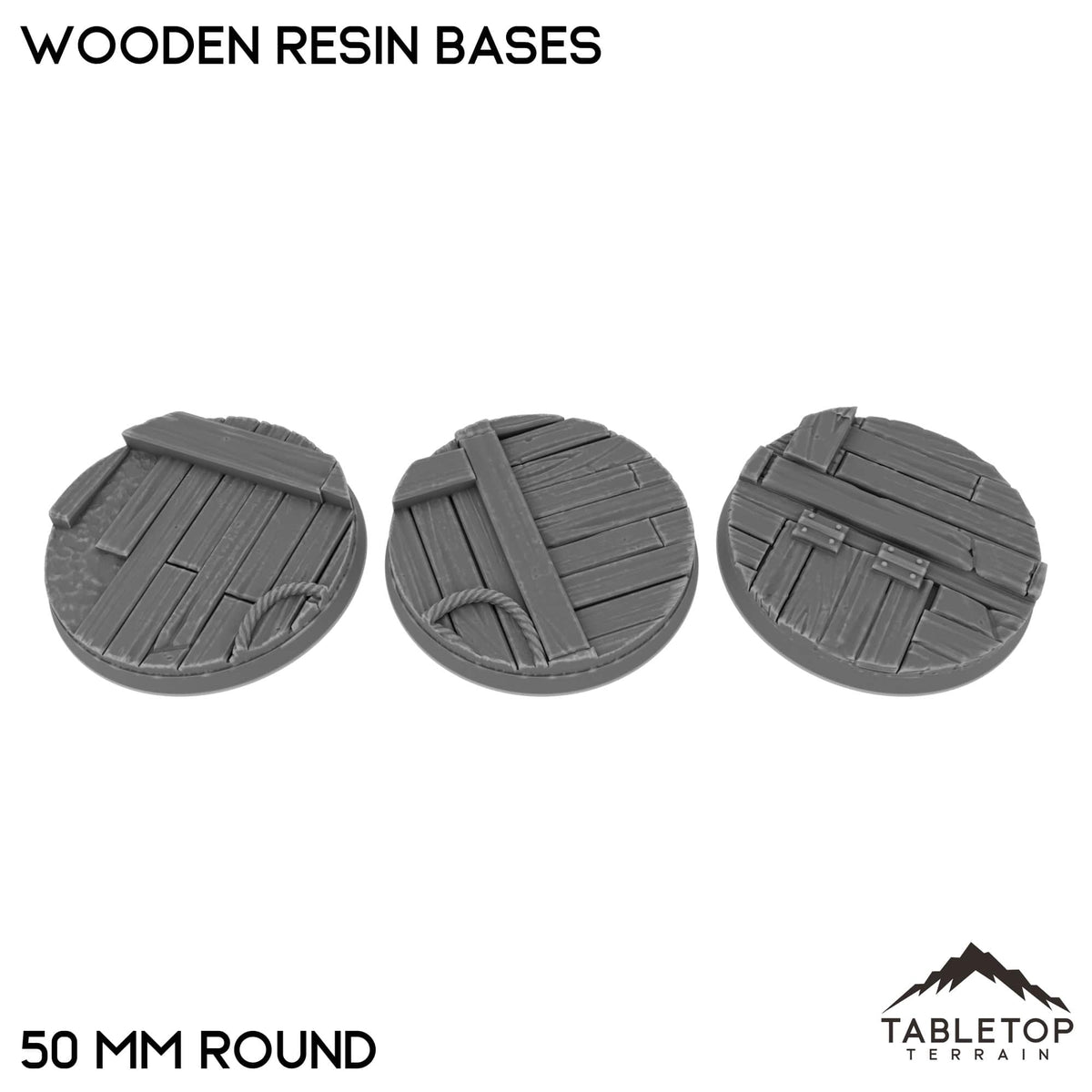 Tabletop Terrain Bases 50 mm / Single Wooden Resin Bases