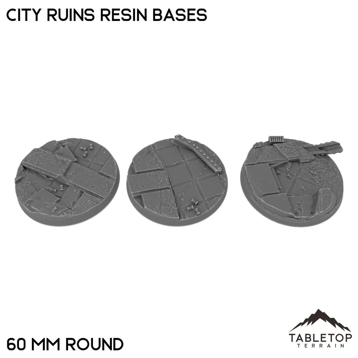Tabletop Terrain Bases 60 mm / Single City Ruins Resin Bases