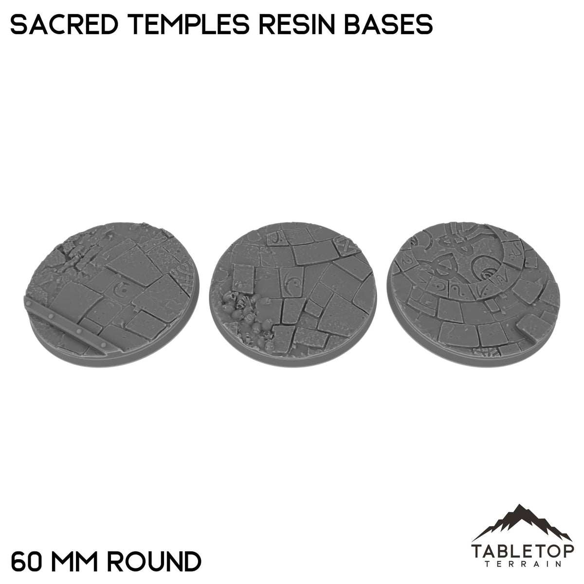 Tabletop Terrain Bases 60 mm / Single Sacred Temples Resin Bases