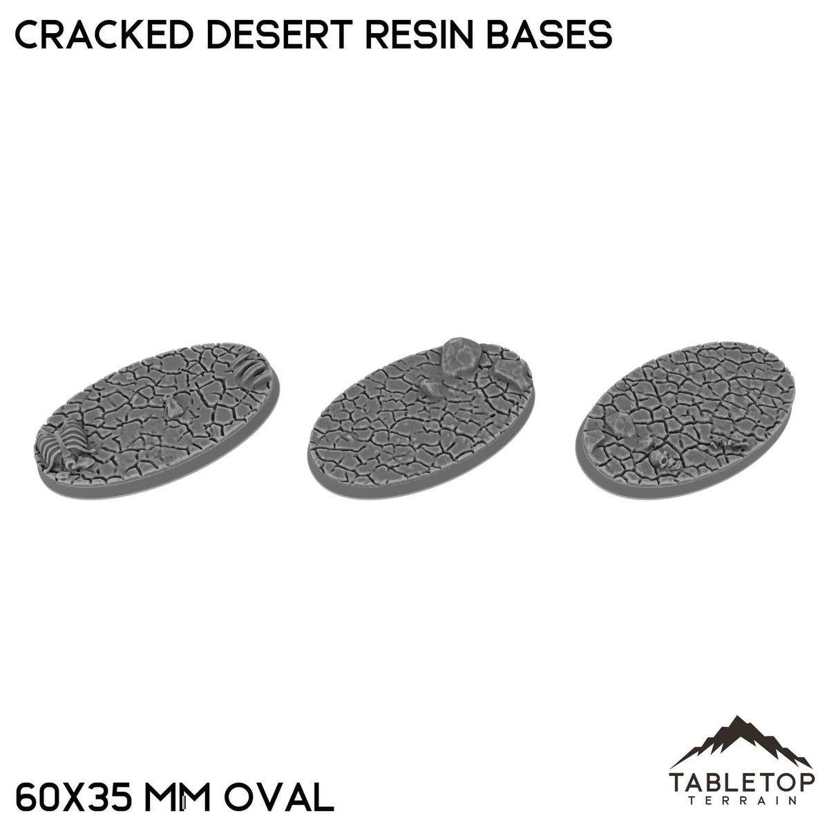 Tabletop Terrain Bases 60×35 mm oval / Single Cracked Desert Resin Bases