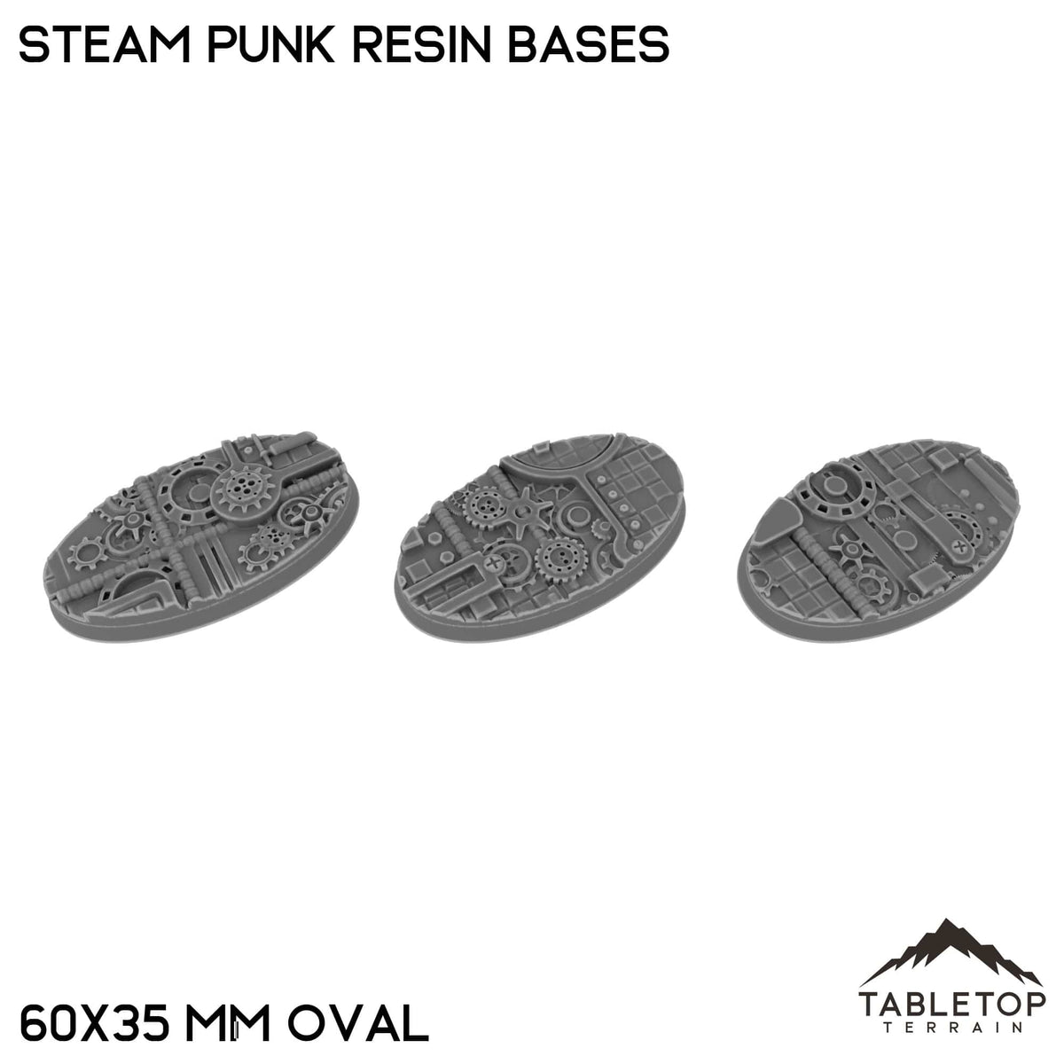 Tabletop Terrain Bases 60×35 mm oval / Single Steam Punk Resin Bases