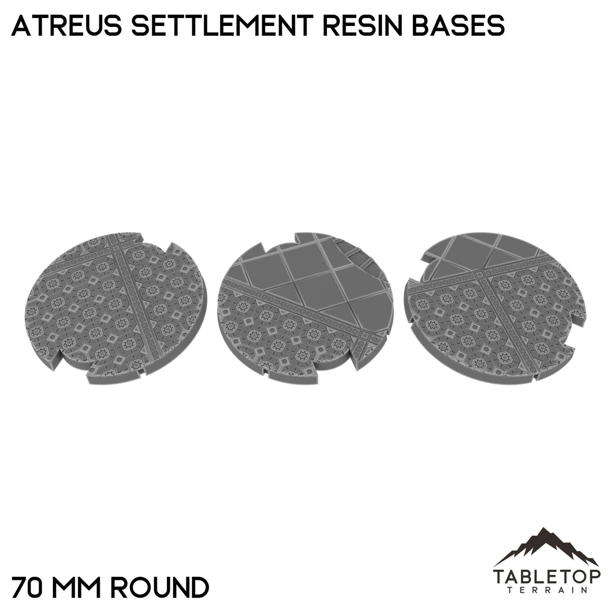 Tabletop Terrain Bases 70 mm / Single Atreus Settlement Resin Bases