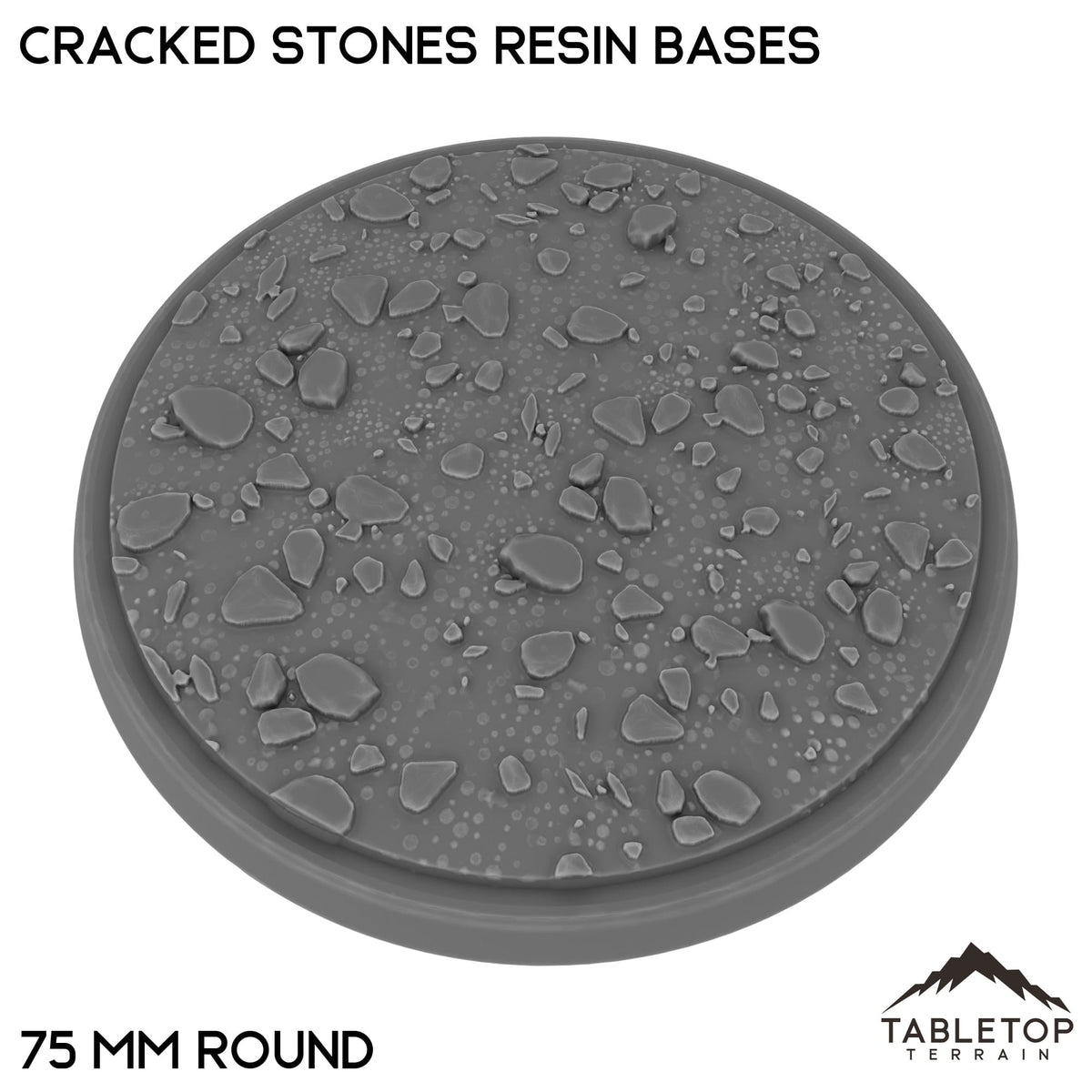 Tabletop Terrain Bases 75 mm / Single Cracked Stones Resin Bases