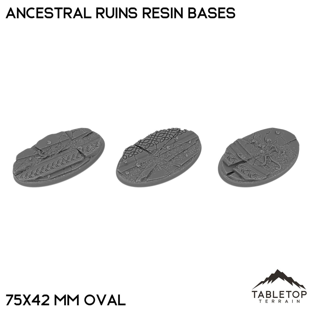 Tabletop Terrain Bases 75×42 mm oval / Single Ancestral Ruins Resin Bases