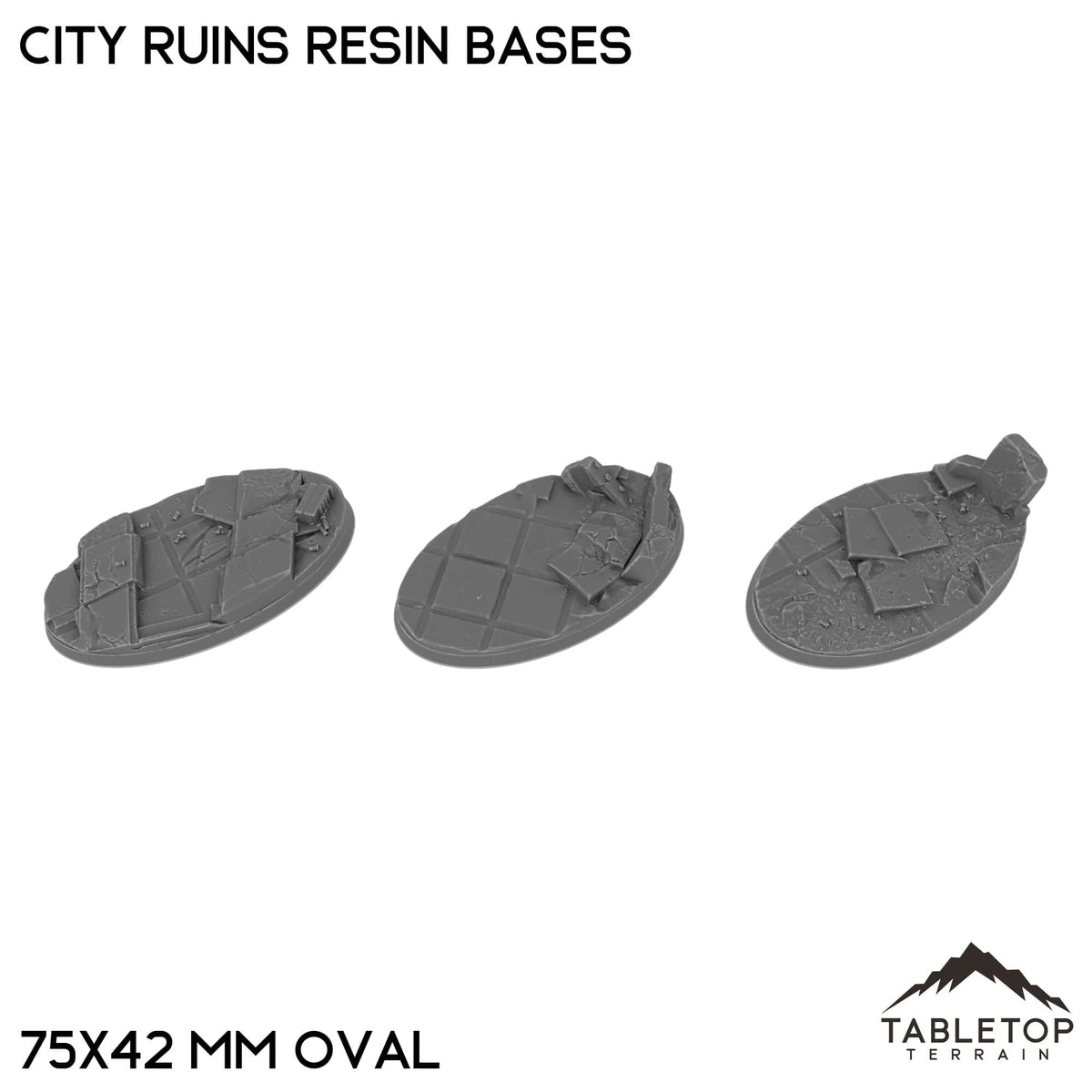 Tabletop Terrain Bases 75×42 mm oval / Single City Ruins Resin Bases