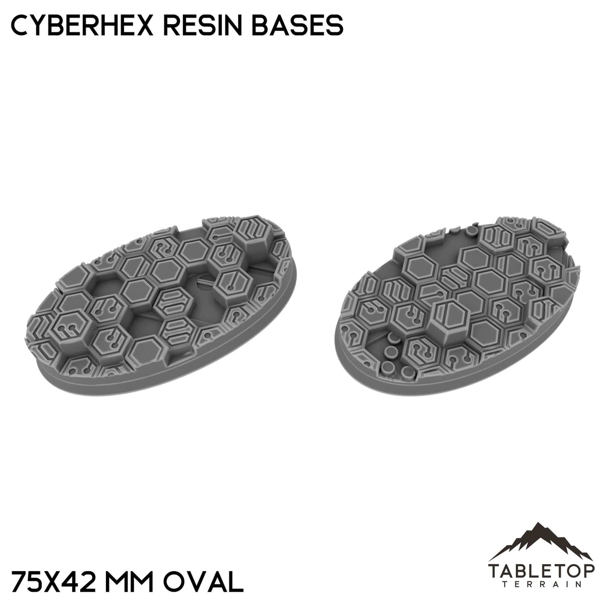 Tabletop Terrain Bases 75×42 mm oval / Single Cyberhex Resin Bases