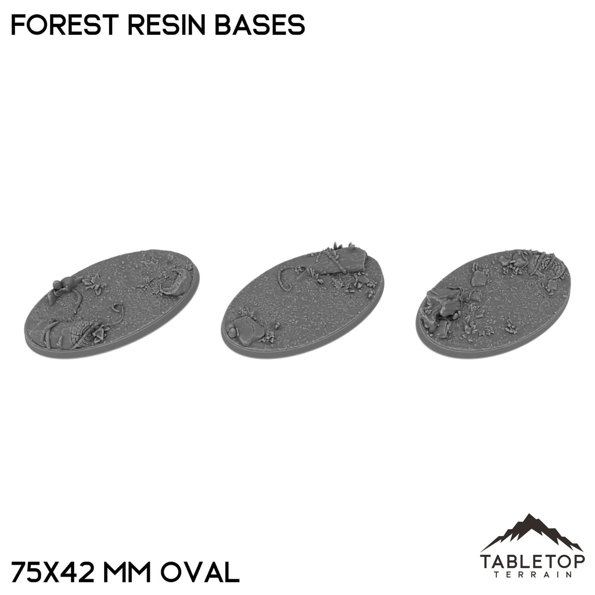 Tabletop Terrain Bases 75×42 mm oval / Single Forest Resin Bases
