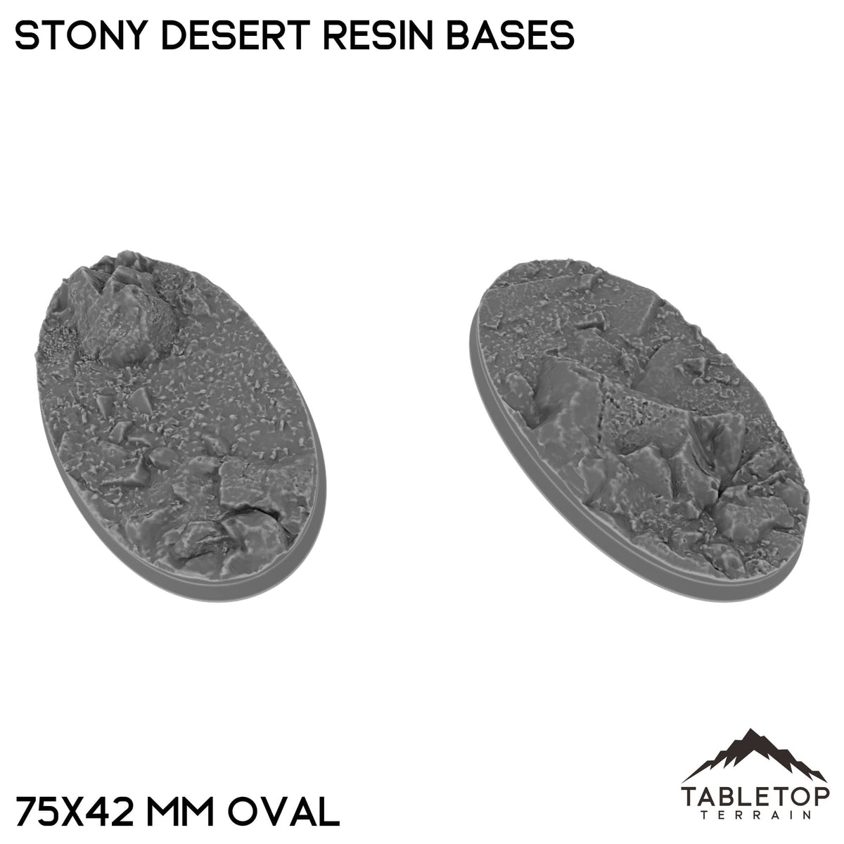 Tabletop Terrain Bases 75×42 mm oval / Single Stony Desert Resin Bases