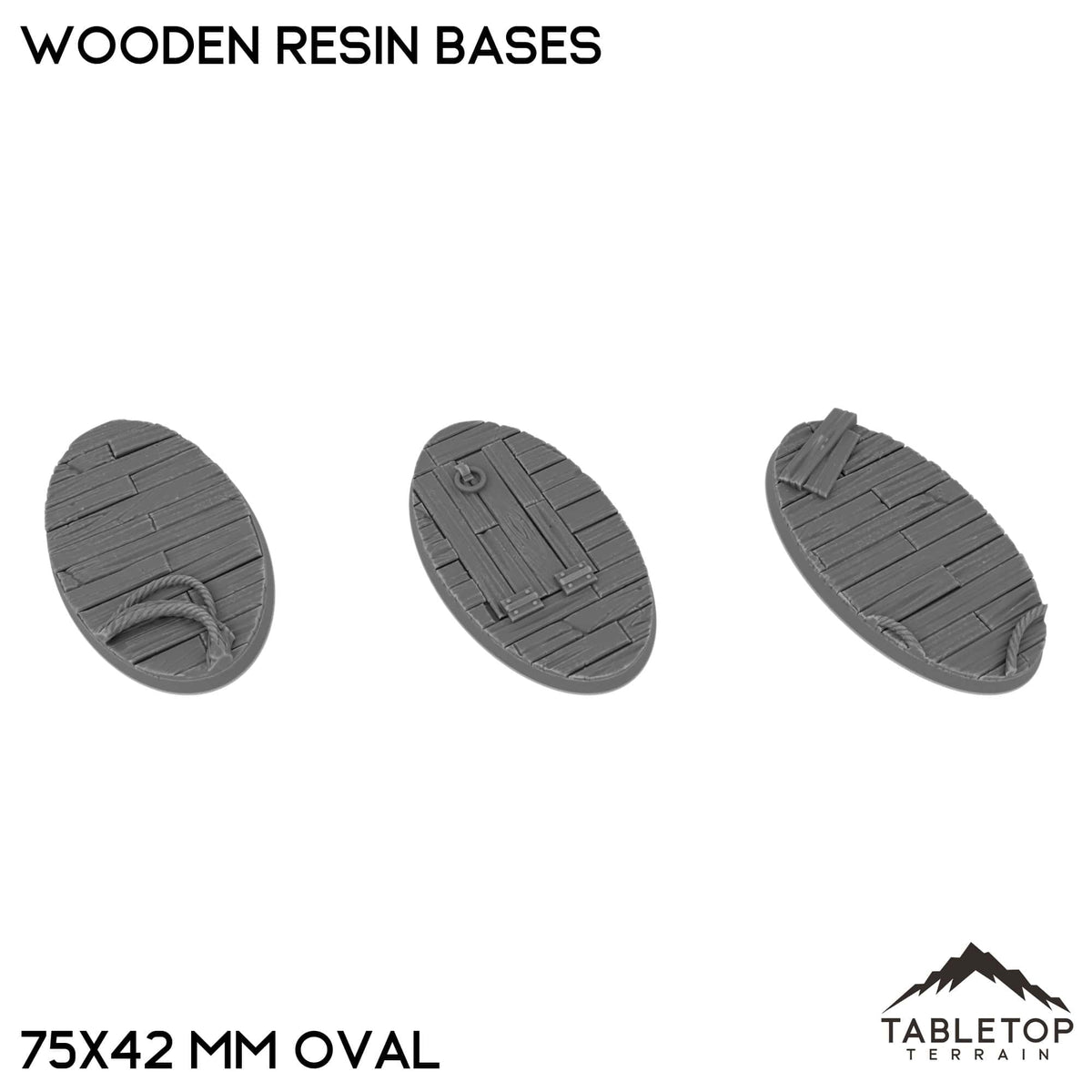 Tabletop Terrain Bases 75×42 mm oval / Single Wooden Resin Bases