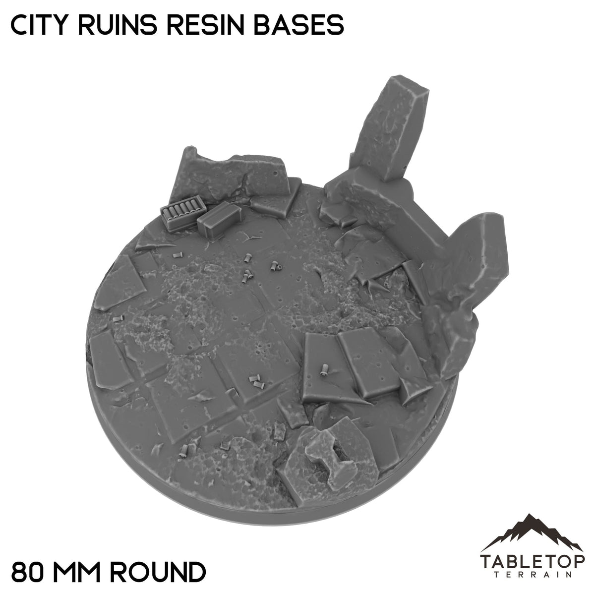 Tabletop Terrain Bases 80 mm / Single City Ruins Resin Bases