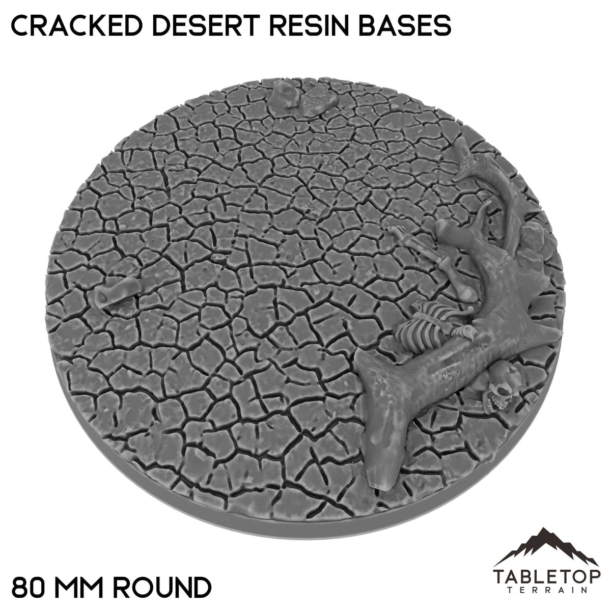Tabletop Terrain Bases 80 mm / Single Cracked Desert Resin Bases