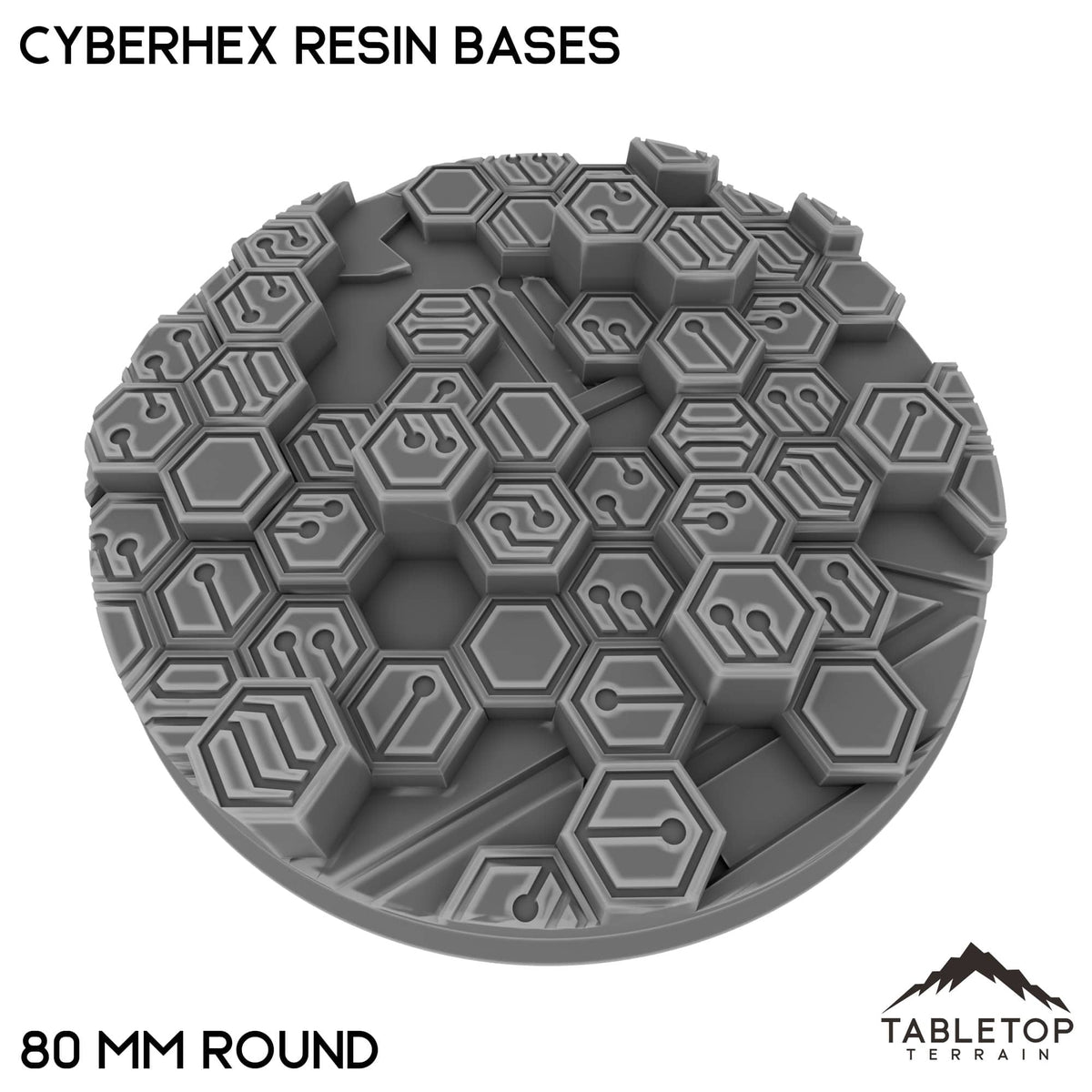 Tabletop Terrain Bases 80 mm / Single Cyberhex Resin Bases