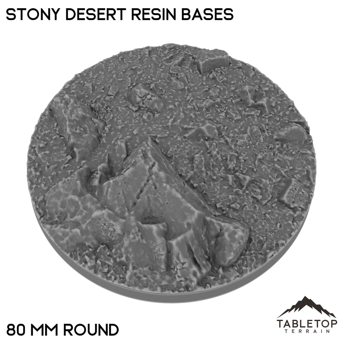 Tabletop Terrain Bases 80 mm / Single Stony Desert Resin Bases