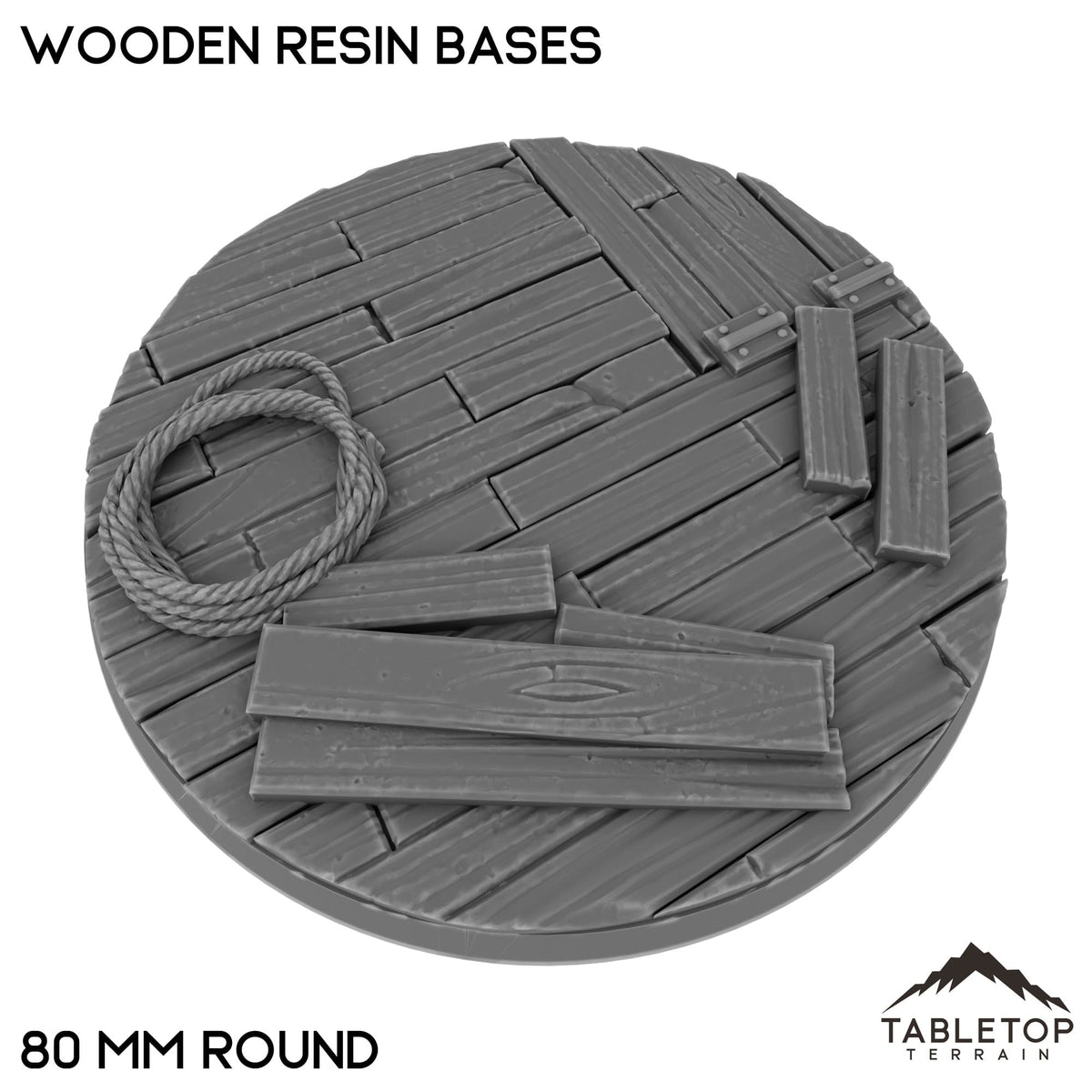 Tabletop Terrain Bases 80 mm / Single Wooden Resin Bases
