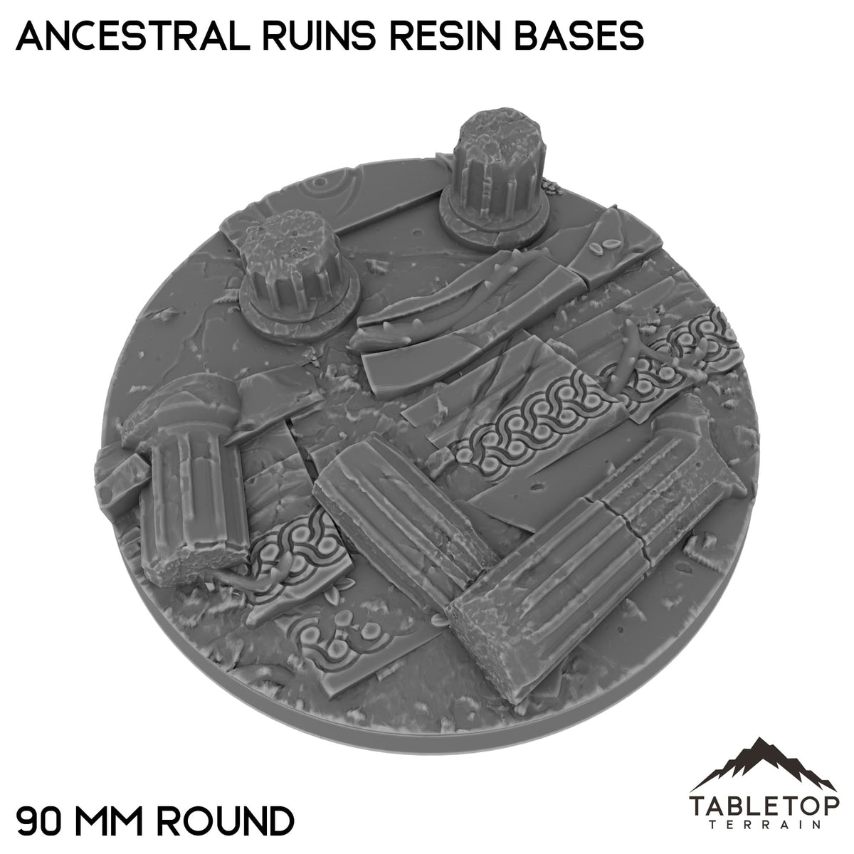 Tabletop Terrain Bases 90 mm / Single Ancestral Ruins Resin Bases