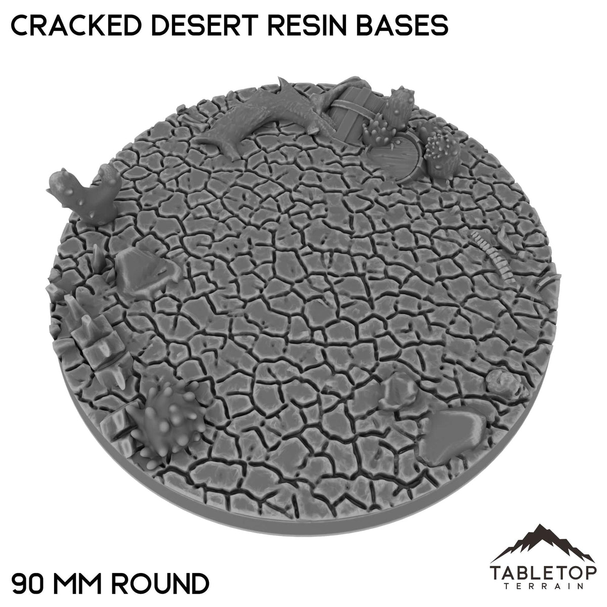 Tabletop Terrain Bases 90 mm / Single Cracked Desert Resin Bases