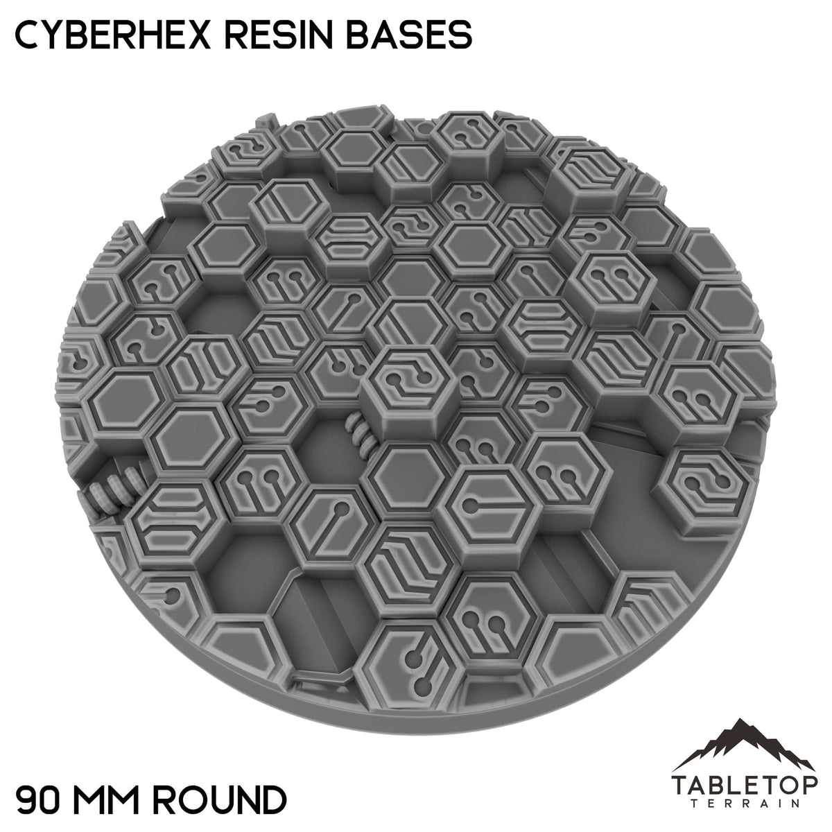 Tabletop Terrain Bases 90 mm / Single Cyberhex Resin Bases