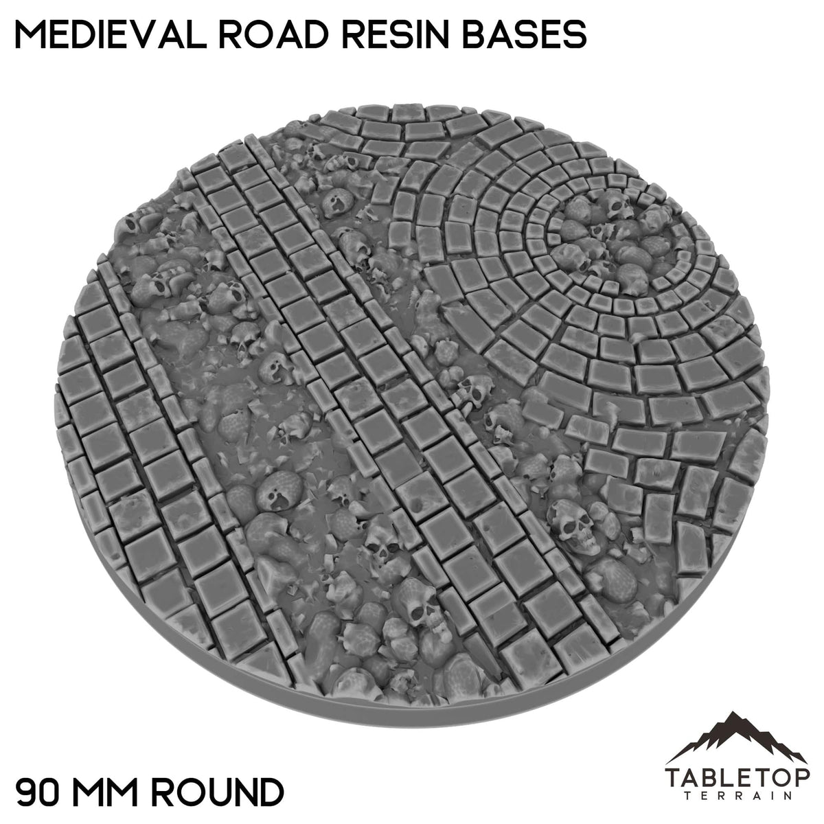 Tabletop Terrain Bases 90 mm / Single Medieval Road Resin Bases