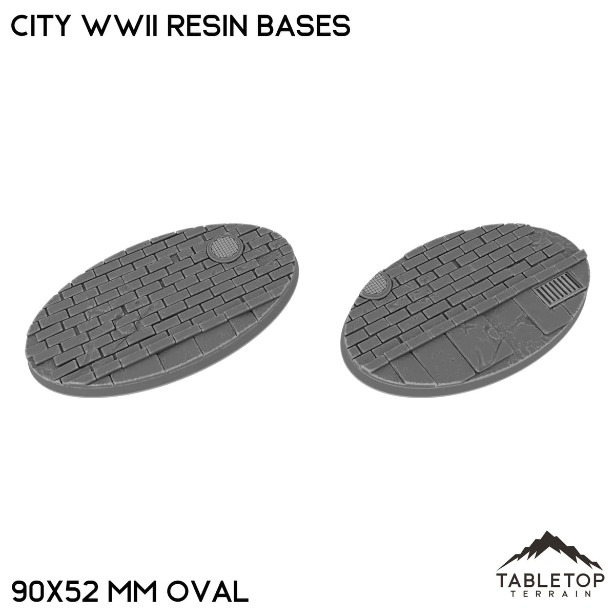 Tabletop Terrain Bases 90×52 mm oval / Single City WWII Resin Bases