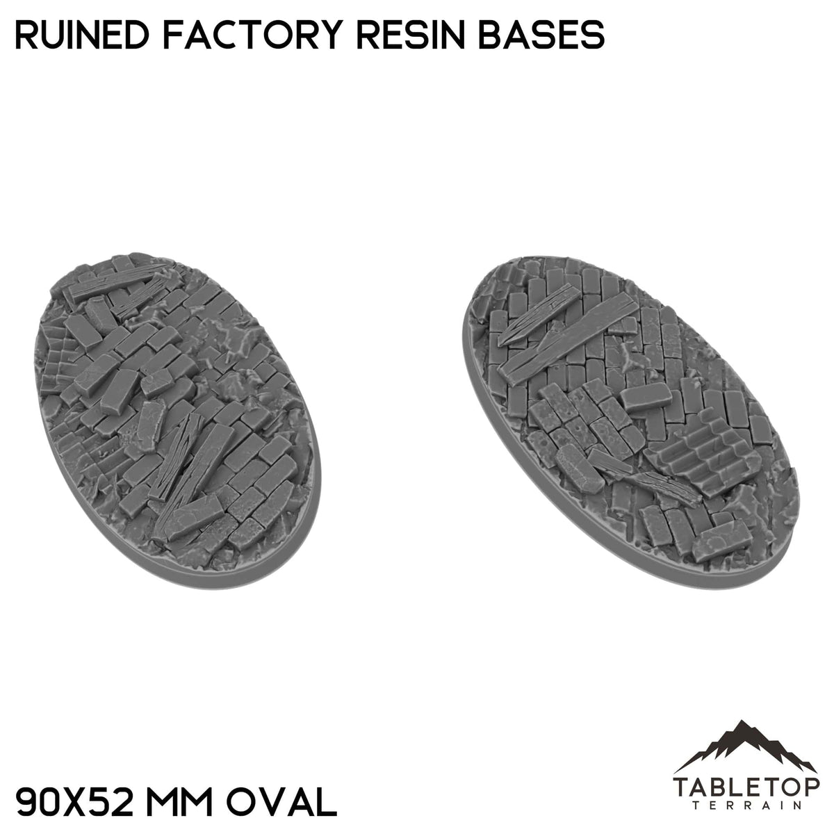 Tabletop Terrain Bases 90×52 mm oval / Single Ruined Factory Resin Bases