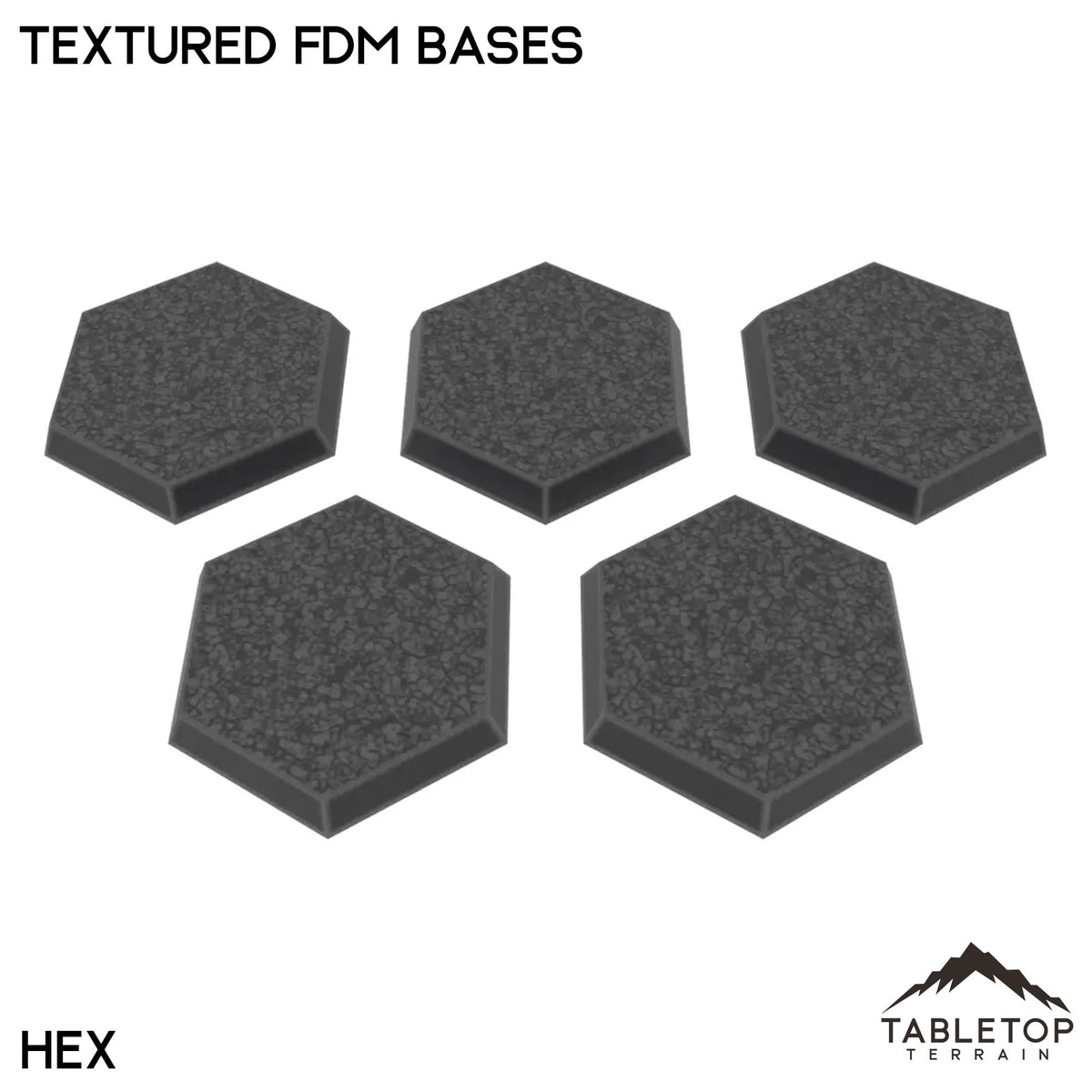 Tabletop Terrain Bases Hex / 5-base sprue Textured FDM Bases
