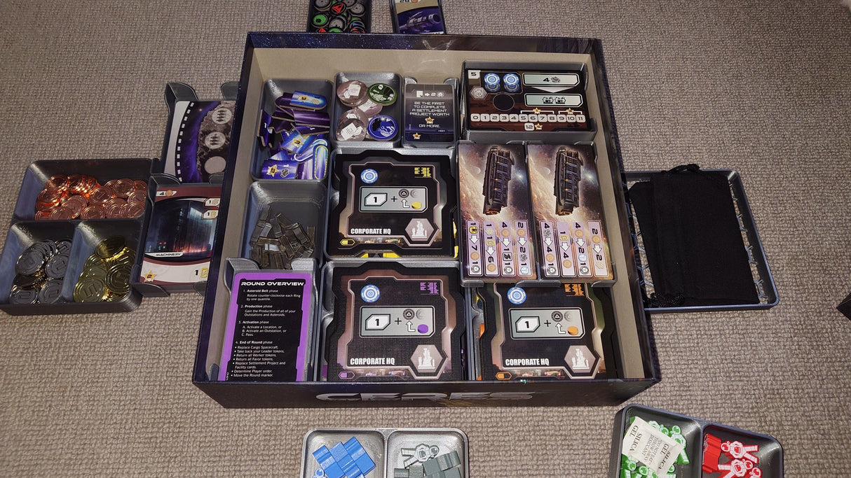 Tabletop Terrain Board Game Insert Ceres with Mars Contracts and Comets Board Game Insert / Organizer