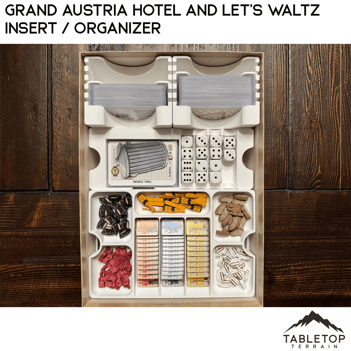 Tabletop Terrain Board Game Insert Grand Austria Hotel and Let's Waltz Insert / Organizer - Holds Meeple Source Food