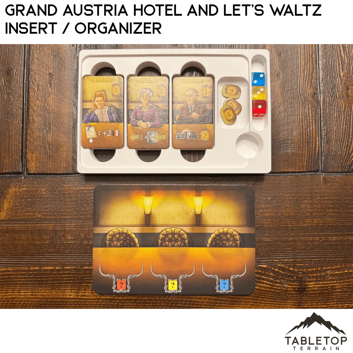 Tabletop Terrain Board Game Insert Grand Austria Hotel and Let's Waltz Insert / Organizer - Holds Meeple Source Food