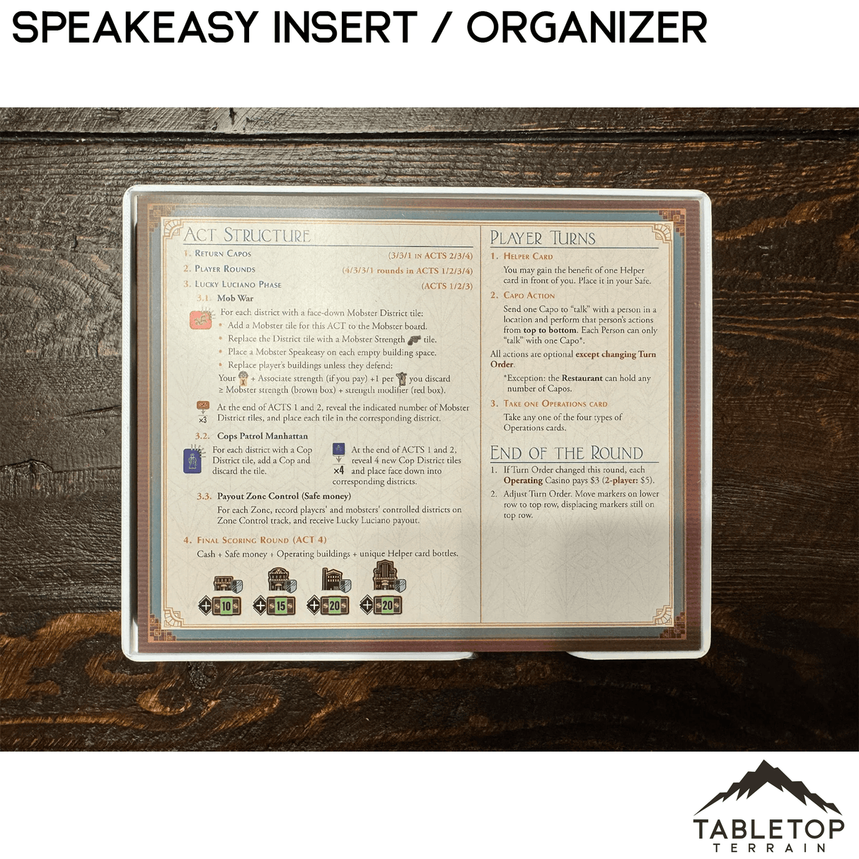 Tabletop Terrain Board Game Insert Speakeasy Insert / Organizer