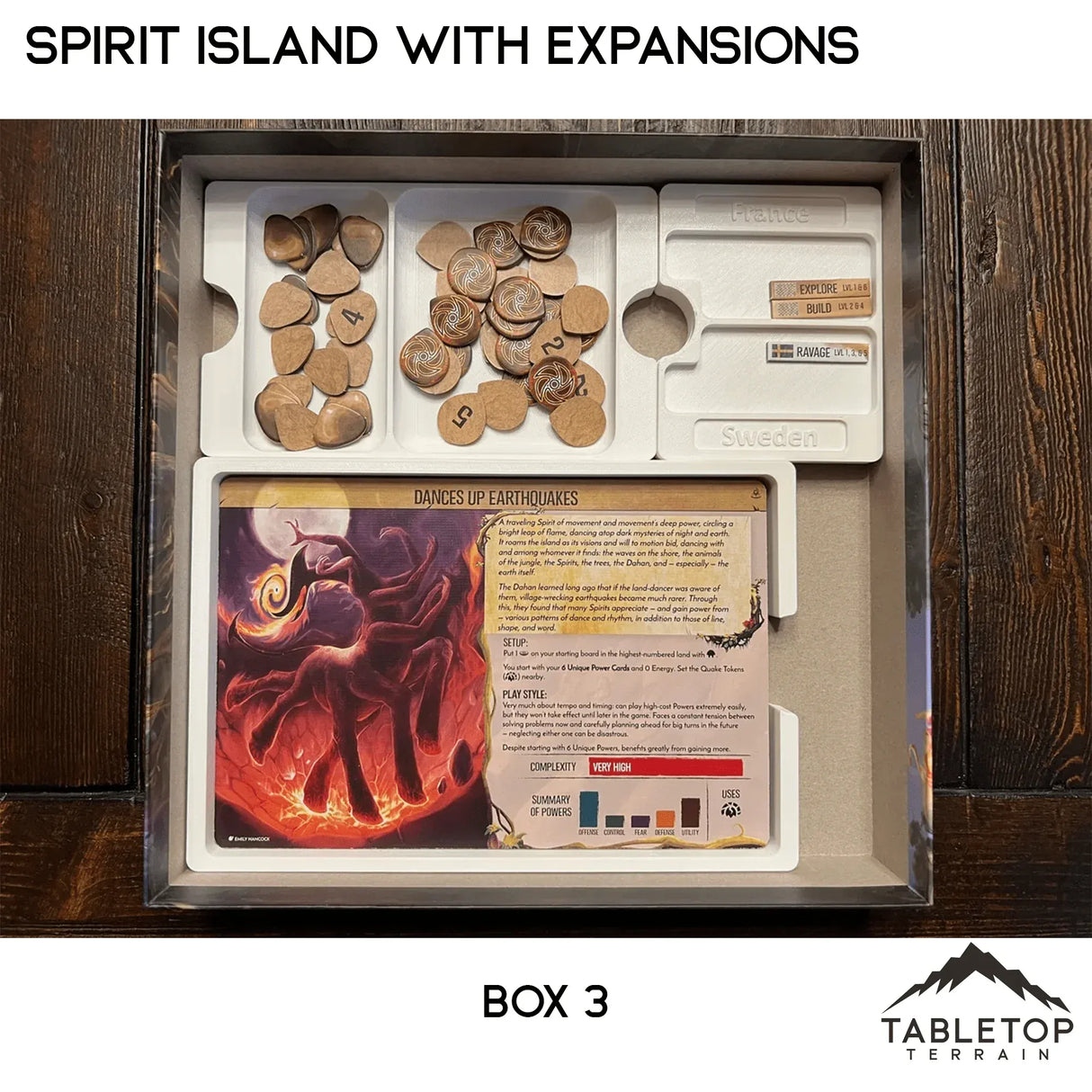 Tabletop Terrain Board Game Insert Spirit Island Organizer for Content Through Nature Incarnate Insert / Organizer