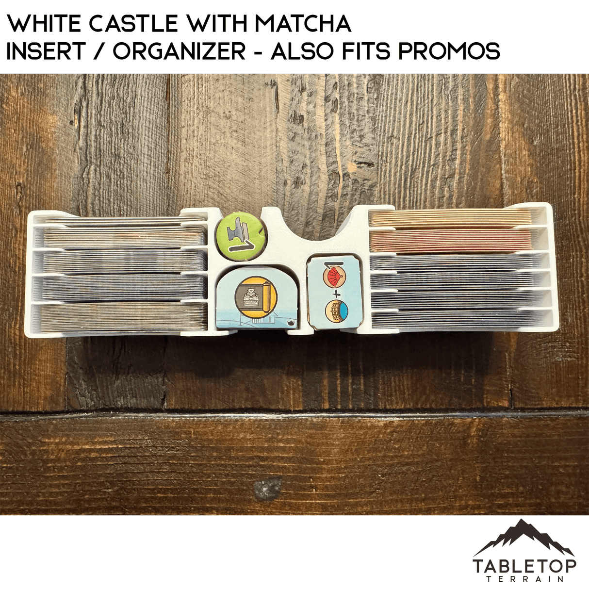 Tabletop Terrain Board Game Insert White Castle with Matcha Insert / Organizer - Also Fits Promos