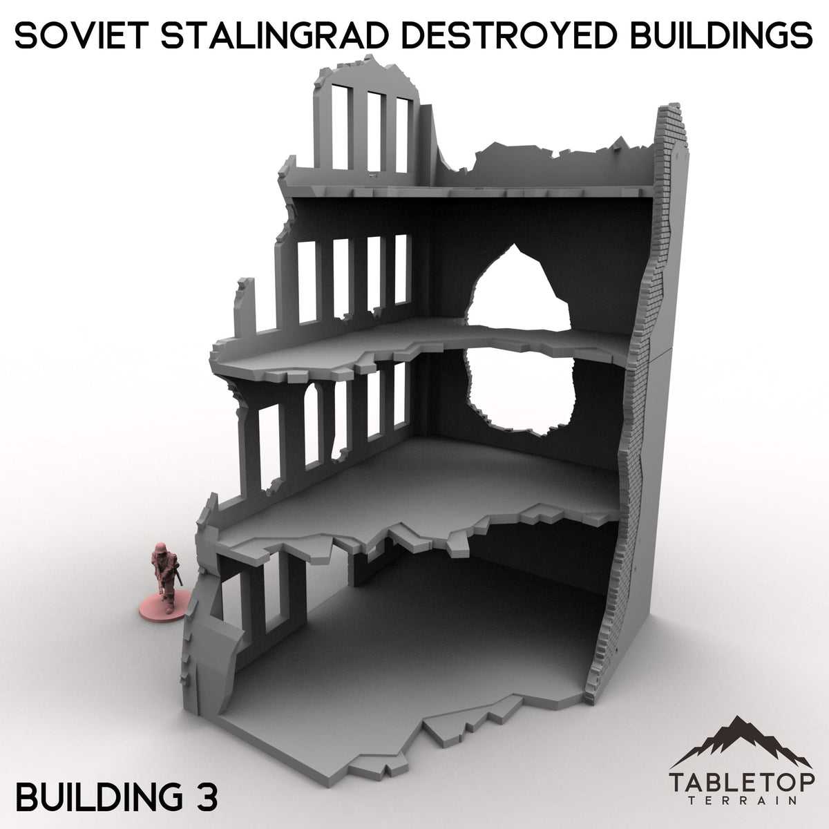 Tabletop Terrain Building 32mm / Building 3 Soviet Stalingrad Destroyed Buildings