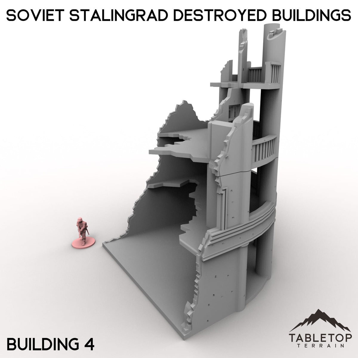 Tabletop Terrain Building 32mm / Building 4 Soviet Stalingrad Destroyed Buildings