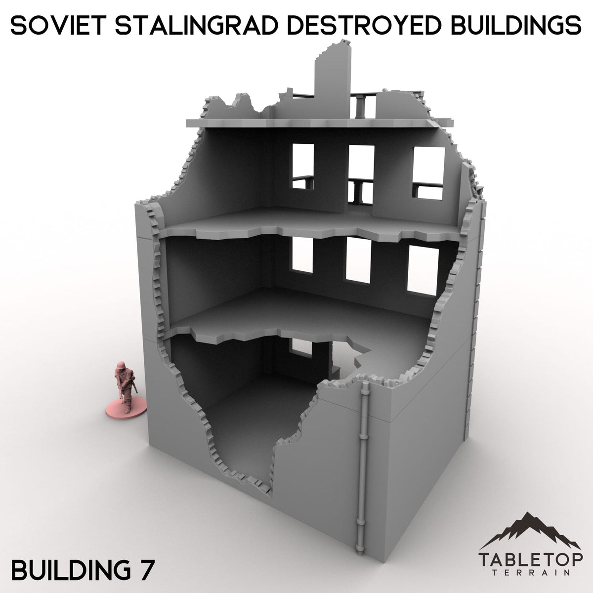 Tabletop Terrain Building 32mm / Building 7 Soviet Stalingrad Destroyed Buildings
