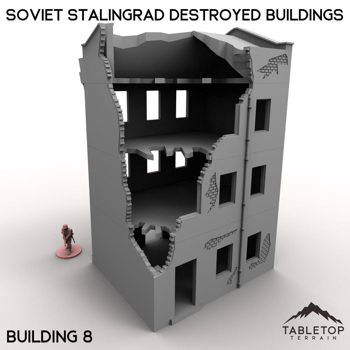 Tabletop Terrain Building 32mm / Building 8 Soviet Stalingrad Destroyed Buildings