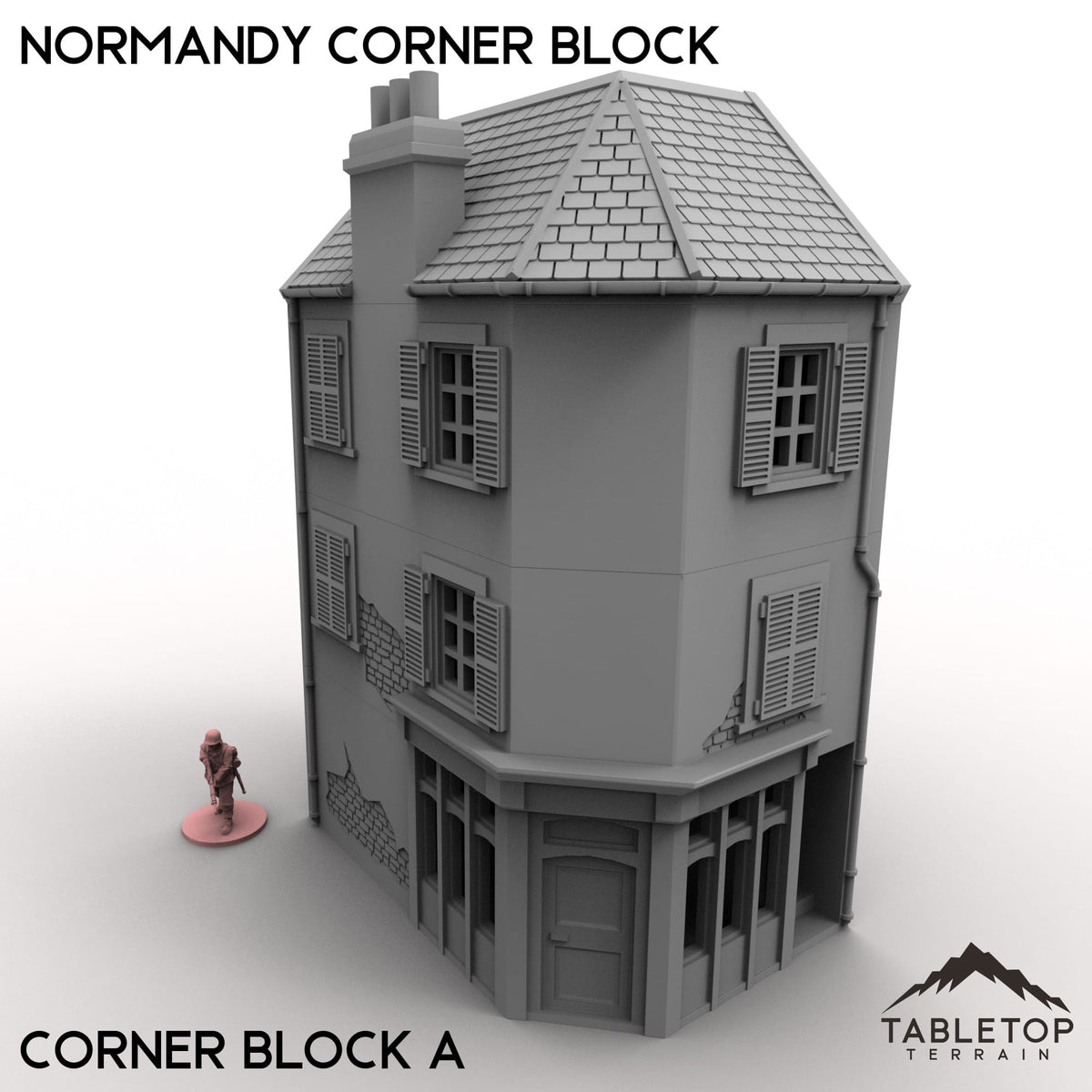 Tabletop Terrain Building 32mm / Corner Block A Normandy Corner Block