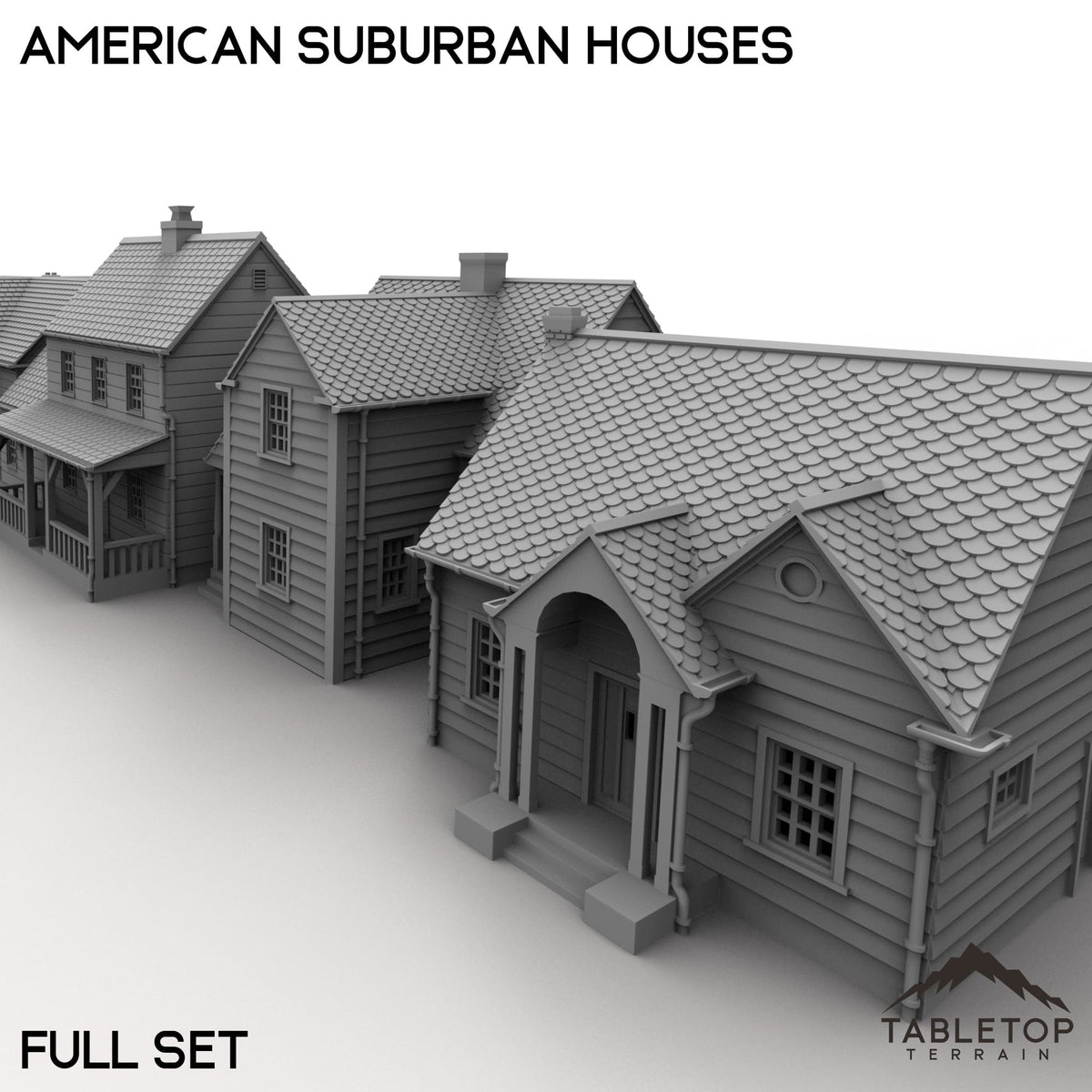 Tabletop Terrain Building 32mm / Full Set American Suburban Houses