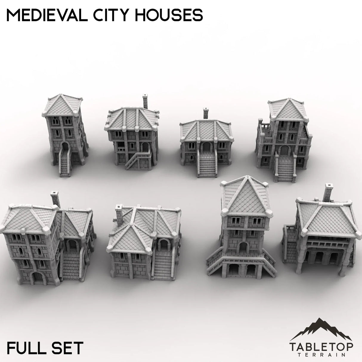Tabletop Terrain Building 32mm / Full Set Medieval City Houses