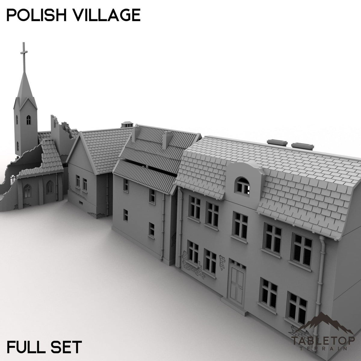 Tabletop Terrain Building 32mm / Full Set Polish Village