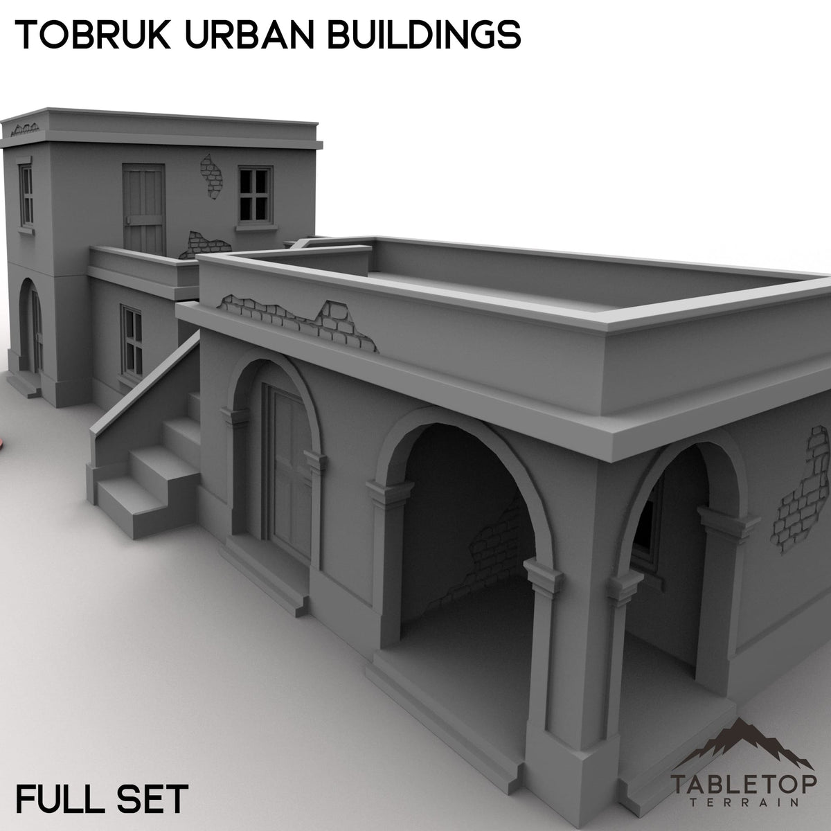 Tabletop Terrain Building 32mm / Full Set Tobruk Urban Buildings